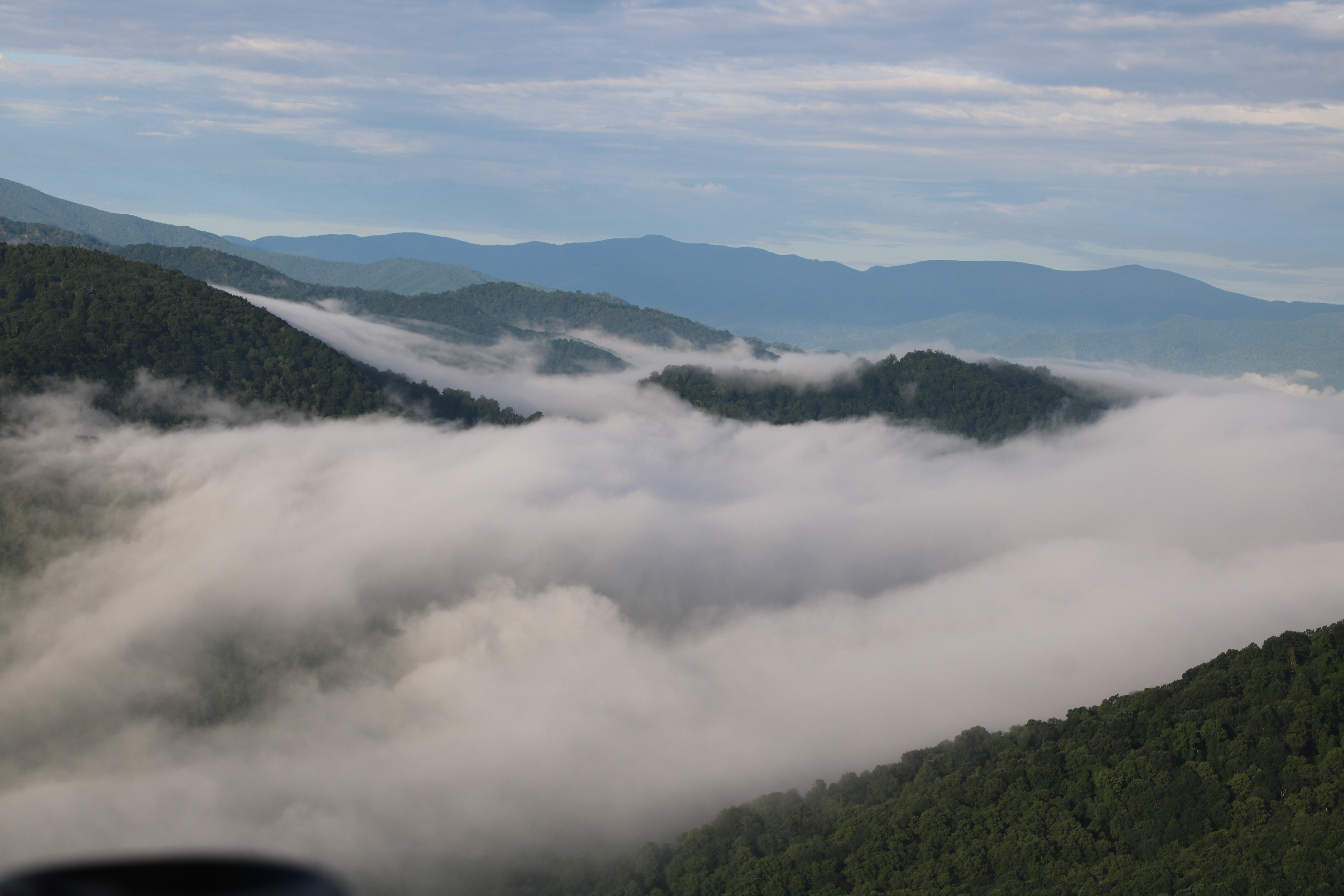 Fog over the Blue Ridge Mountains near Asheville, North Carolina